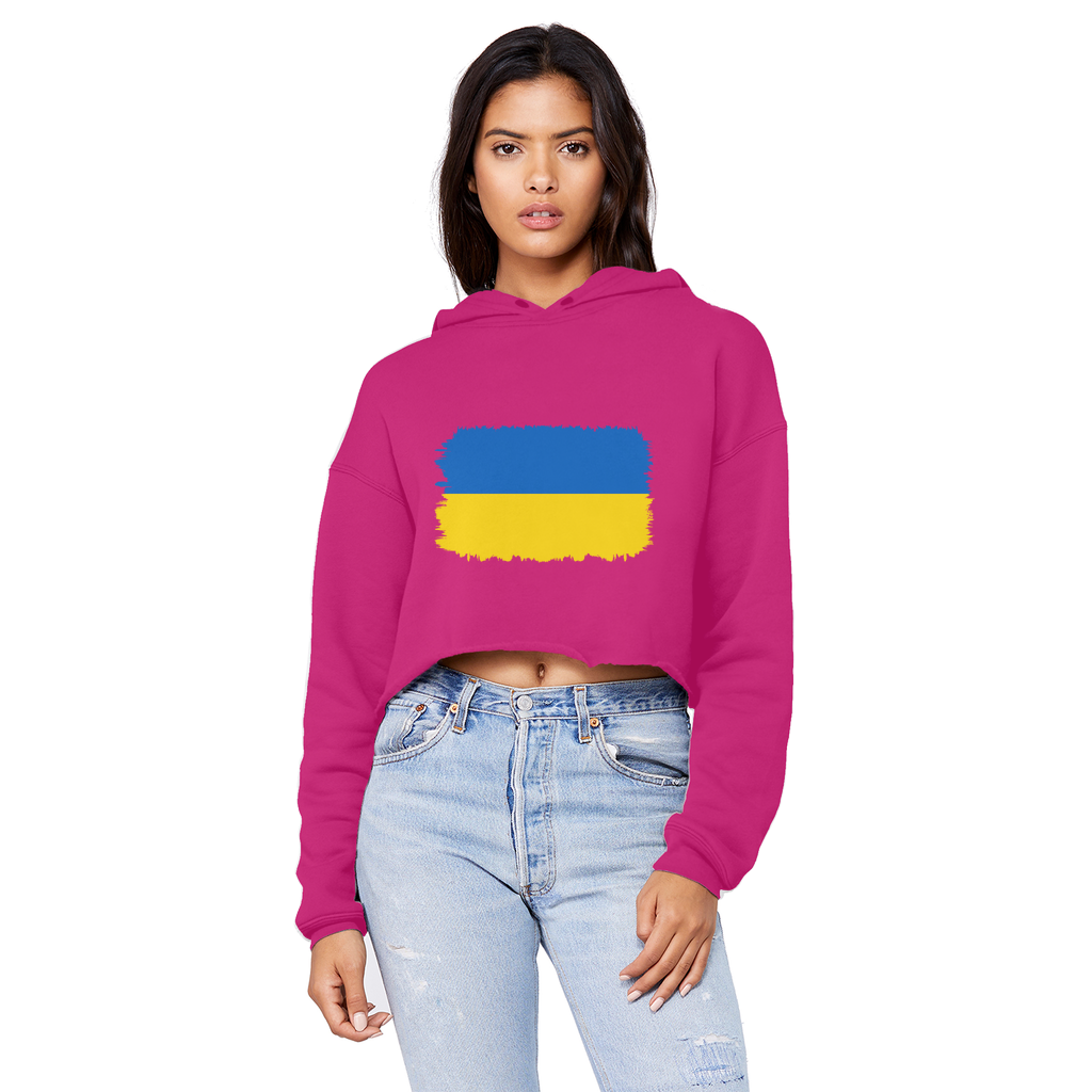 UKRAINE FLAG Cropped Raw Edge Boyfriend Hoodie - Lynendo Trade Store