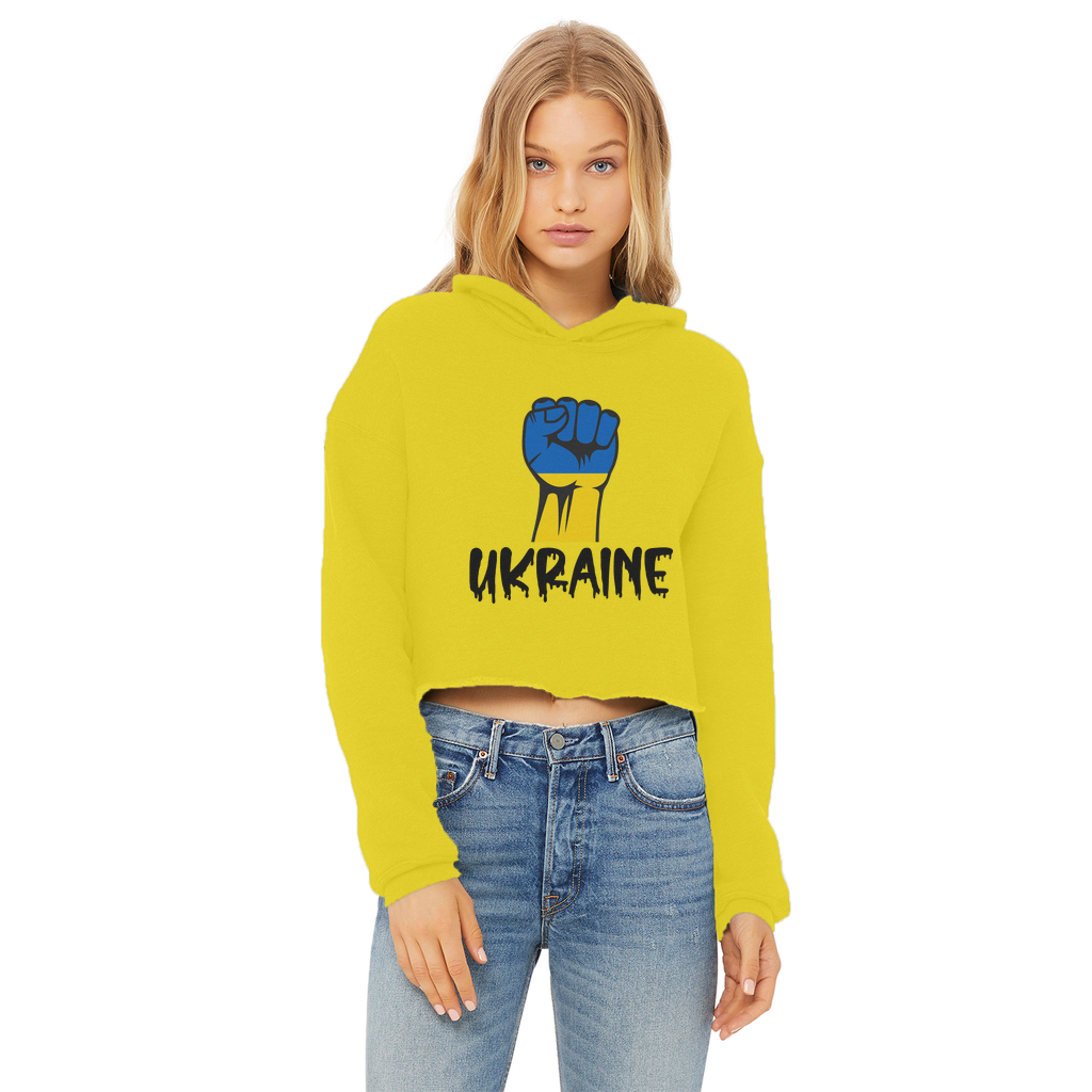 Ukraine Fist Ladies Cropped Raw Edge Hoodie - Lynendo Trade Store