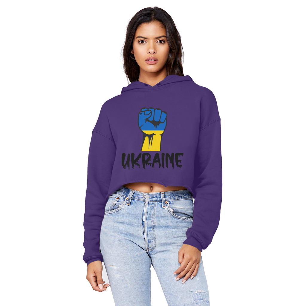 Ukraine Fist Cropped Raw Edge Boyfriend Hoodie - Lynendo Trade Store