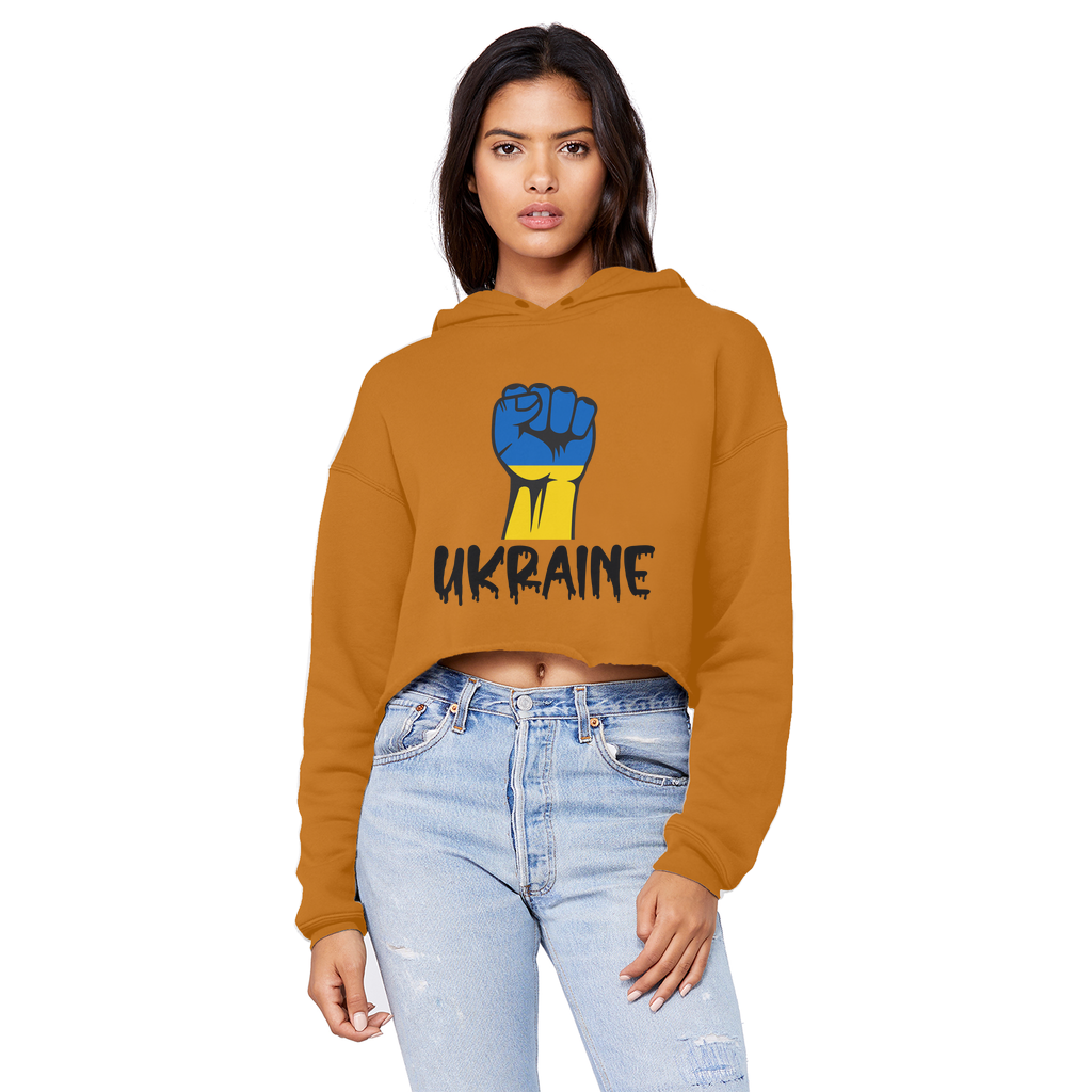 Ukraine Fist Cropped Raw Edge Boyfriend Hoodie - Lynendo Trade Store