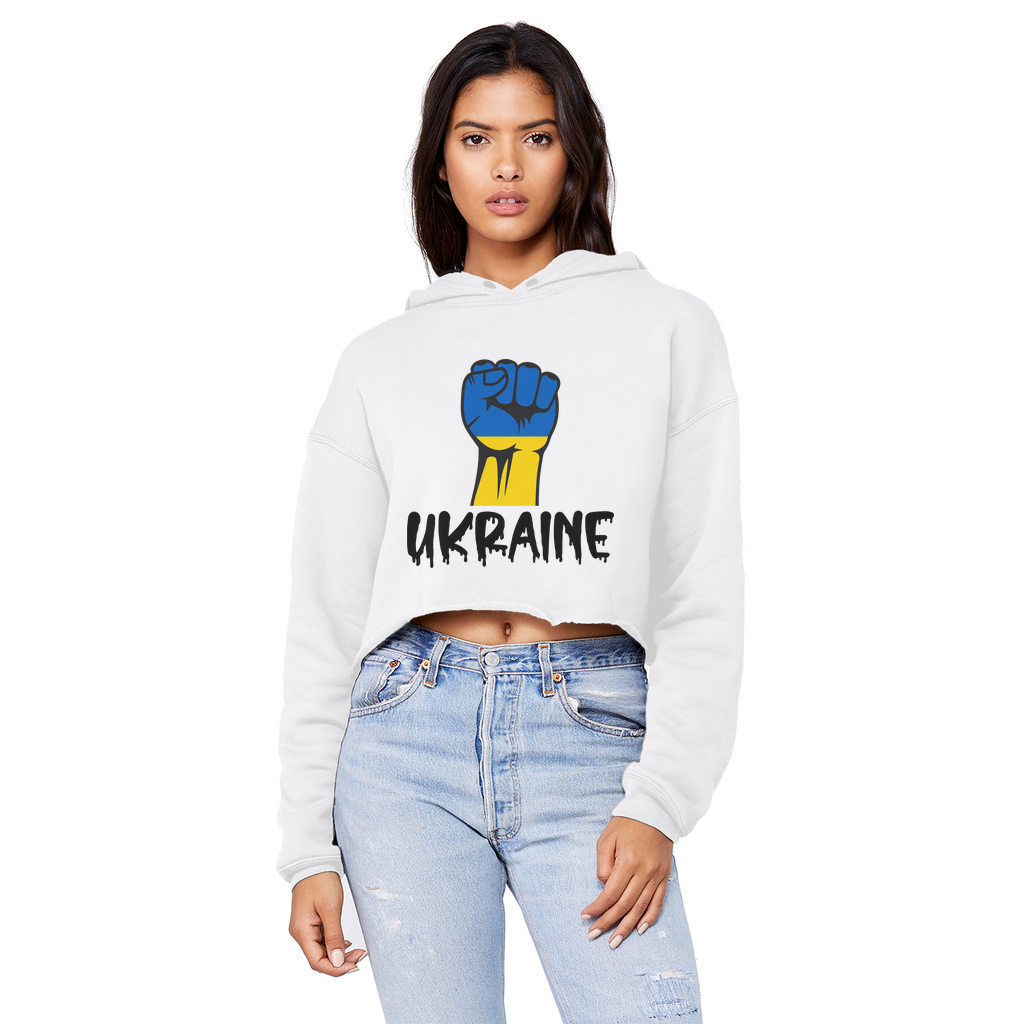 Ukraine Fist Cropped Raw Edge Boyfriend Hoodie - Lynendo Trade Store