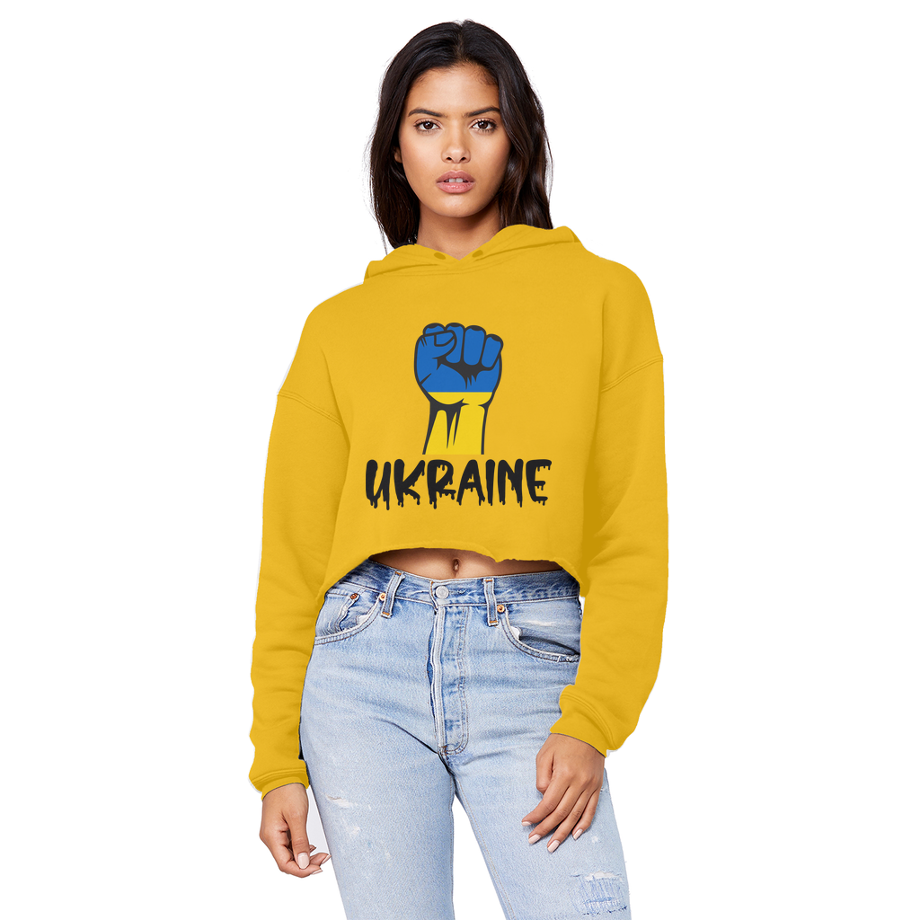 Ukraine Fist Cropped Raw Edge Boyfriend Hoodie - Lynendo Trade Store