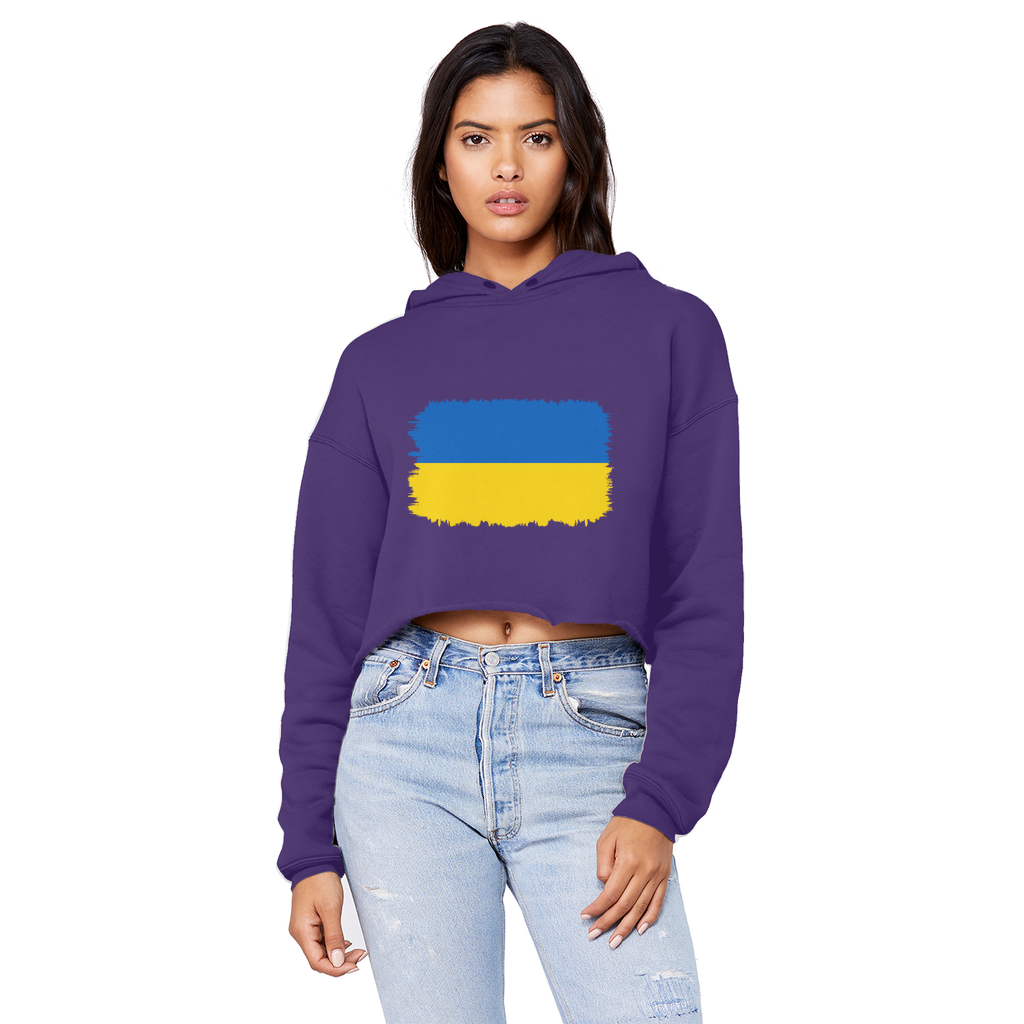 UKRAINE FLAG Cropped Raw Edge Boyfriend Hoodie - Lynendo Trade Store