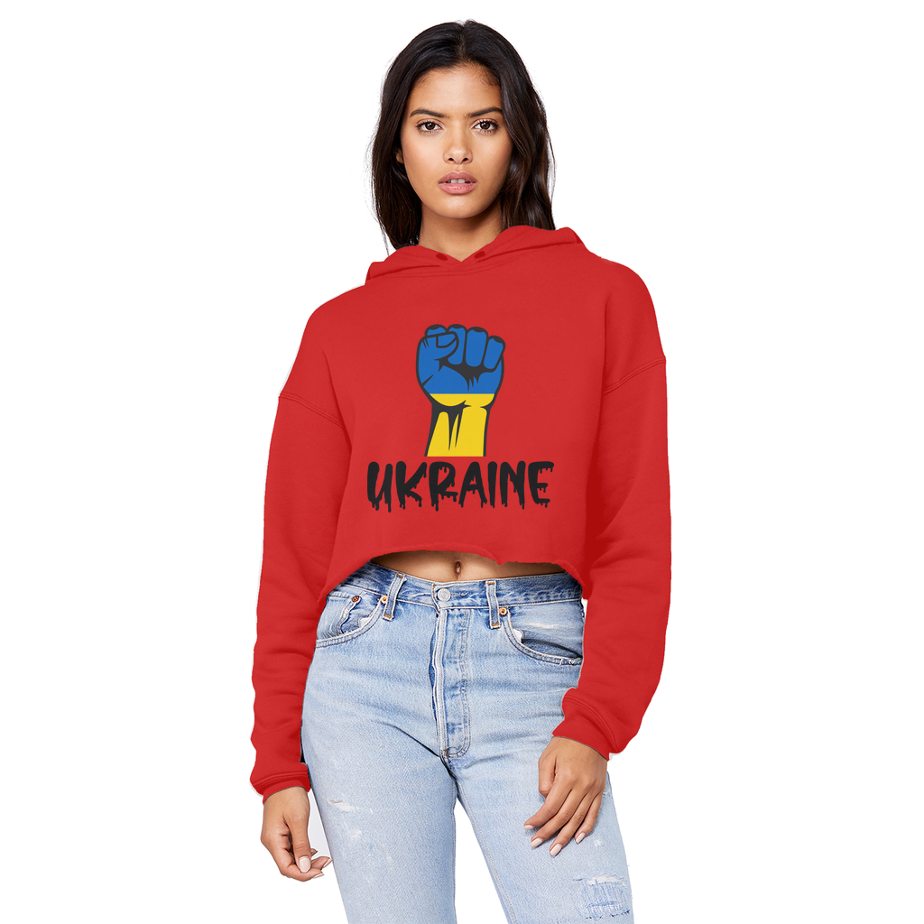 Ukraine Fist Cropped Raw Edge Boyfriend Hoodie - Lynendo Trade Store