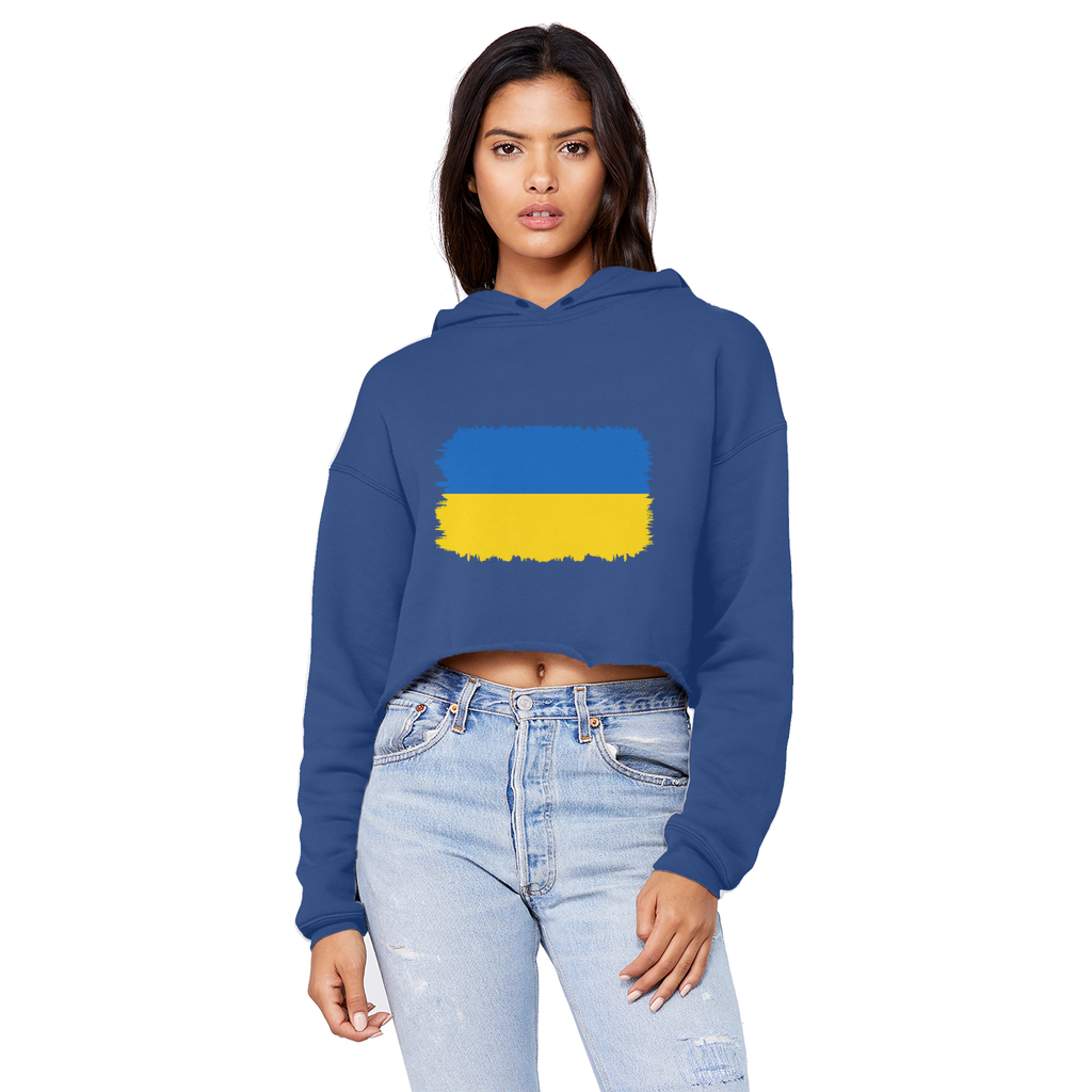 UKRAINE FLAG Cropped Raw Edge Boyfriend Hoodie - Lynendo Trade Store