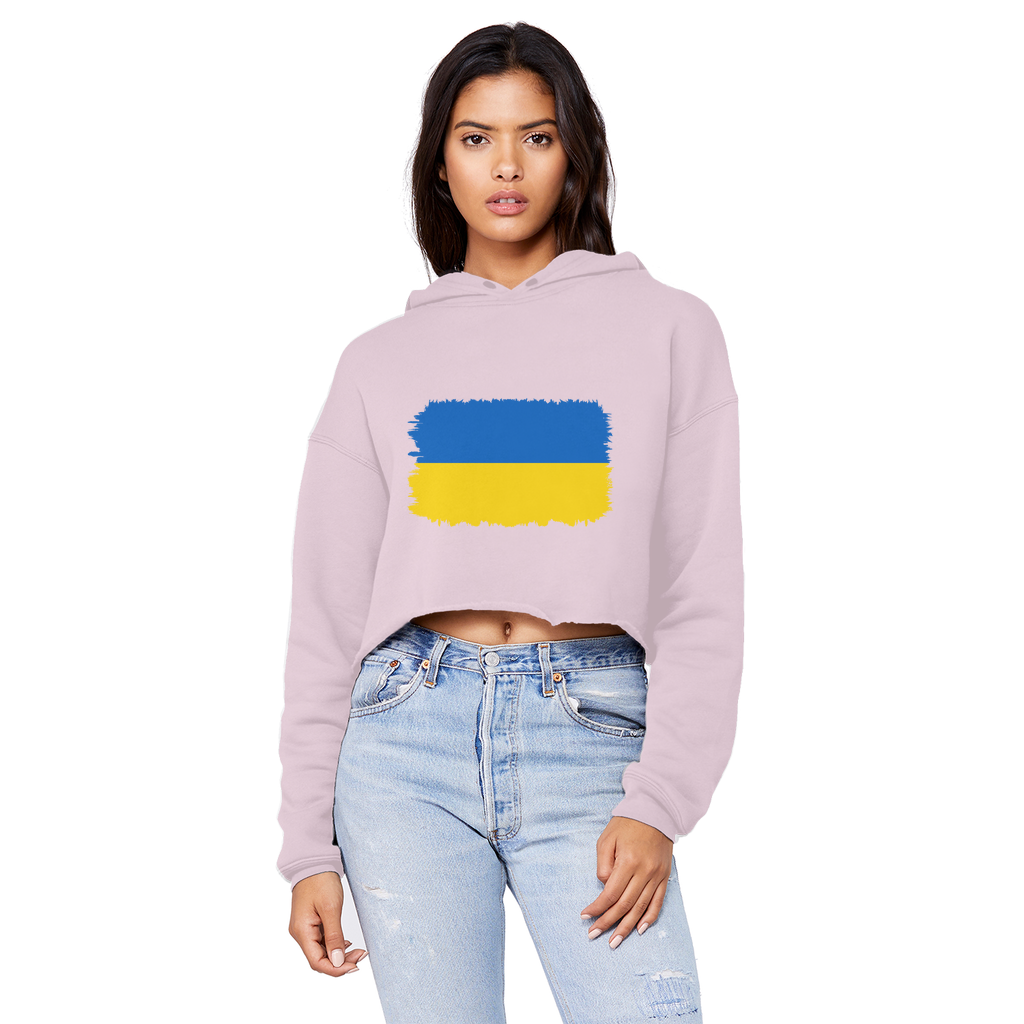 UKRAINE FLAG Cropped Raw Edge Boyfriend Hoodie - Lynendo Trade Store