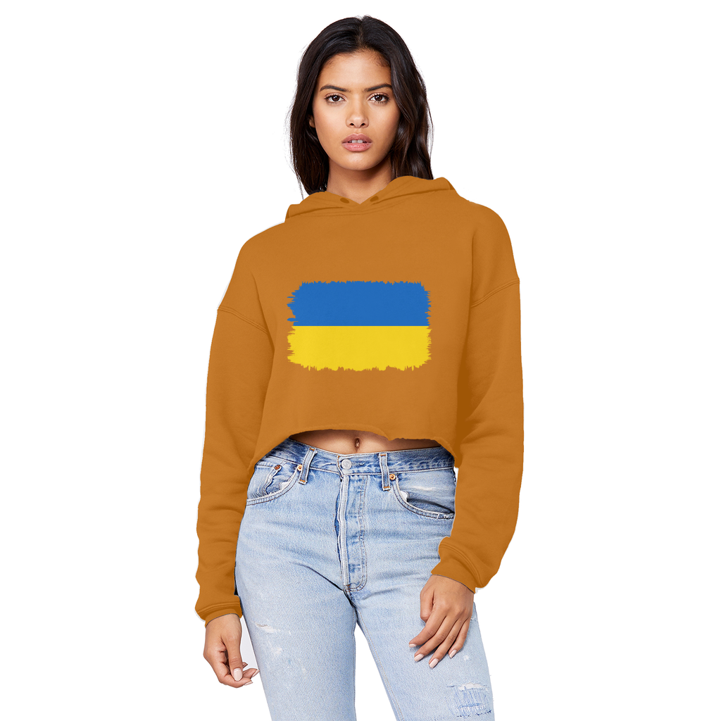 UKRAINE FLAG Cropped Raw Edge Boyfriend Hoodie - Lynendo Trade Store