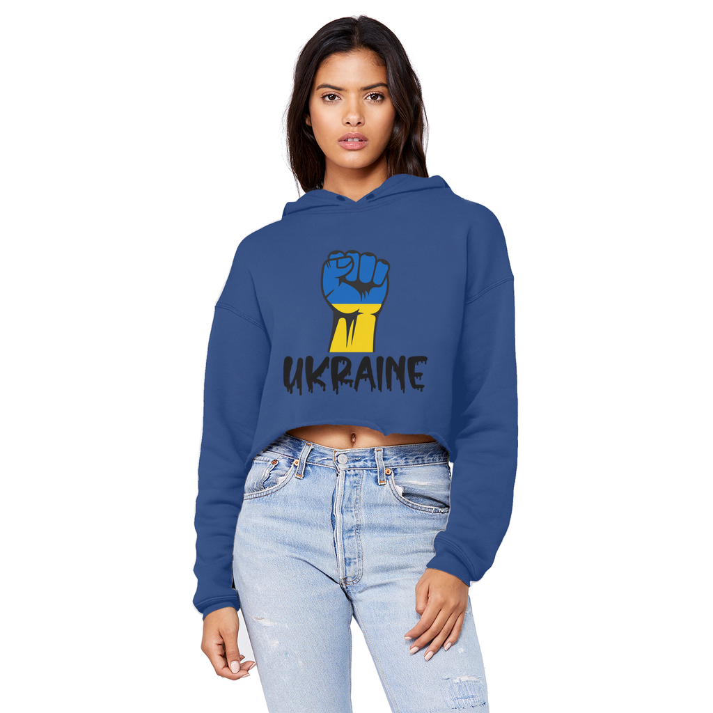 Ukraine Fist Cropped Raw Edge Boyfriend Hoodie - Lynendo Trade Store