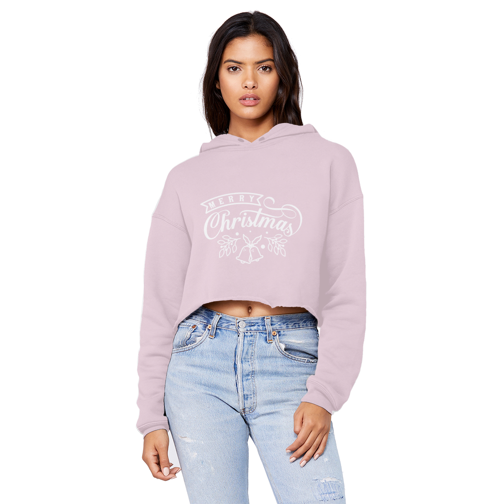 MERRY CHRISTMAS Cropped Raw Edge Boyfriend Hoodie - Lynendo Trade Store