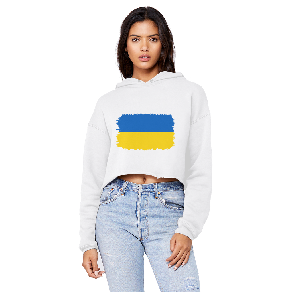 UKRAINE FLAG Cropped Raw Edge Boyfriend Hoodie - Lynendo Trade Store