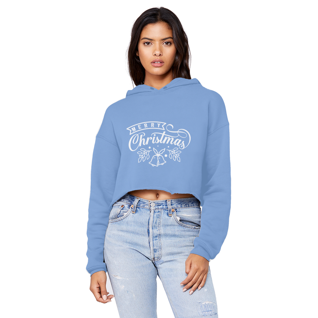 MERRY CHRISTMAS Cropped Raw Edge Boyfriend Hoodie - Lynendo Trade Store