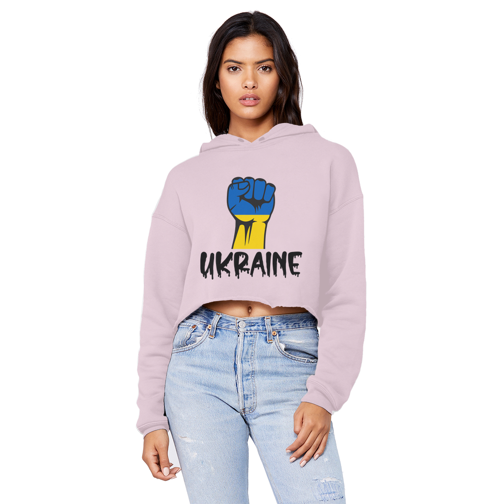 Ukraine Fist Cropped Raw Edge Boyfriend Hoodie - Lynendo Trade Store