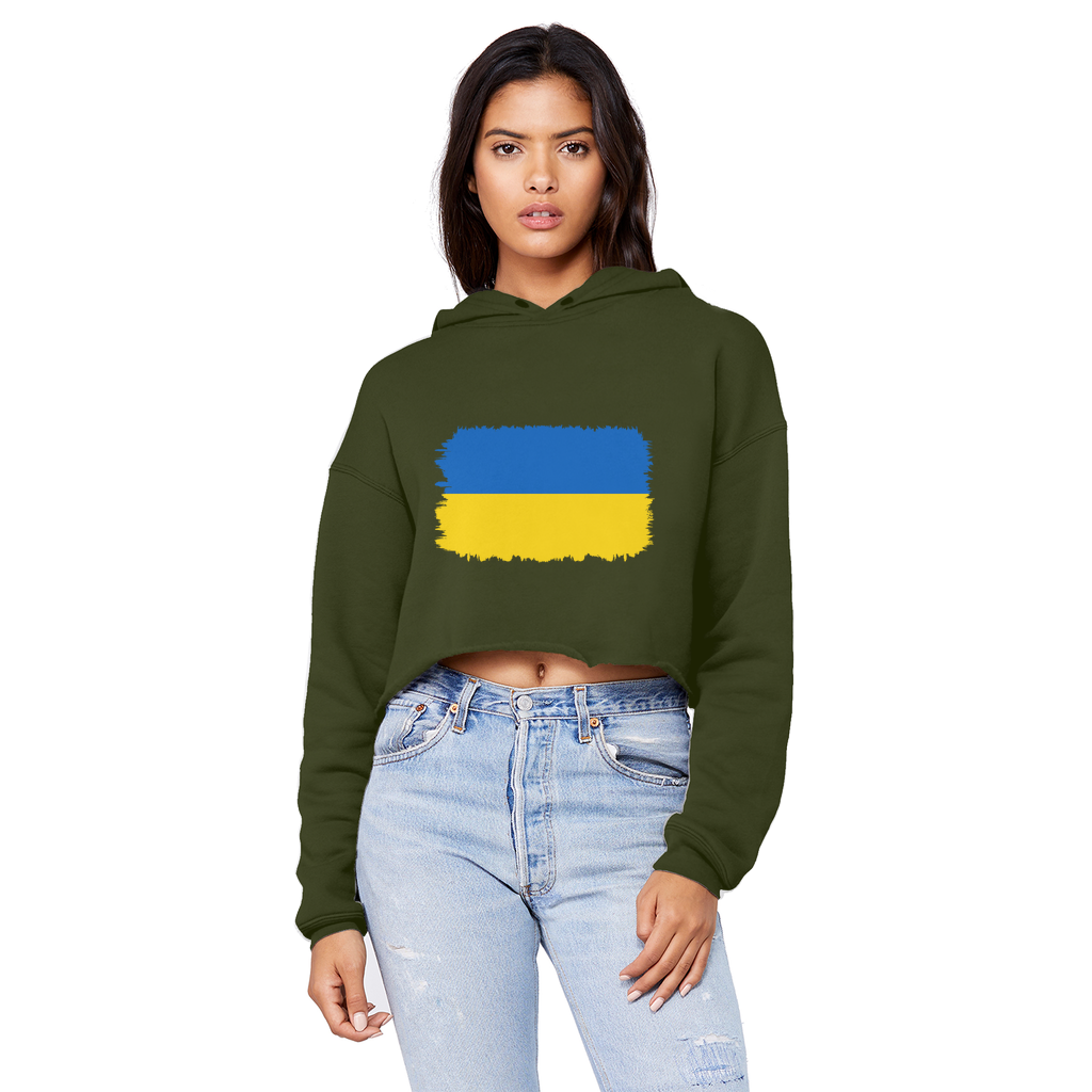 UKRAINE FLAG Cropped Raw Edge Boyfriend Hoodie - Lynendo Trade Store