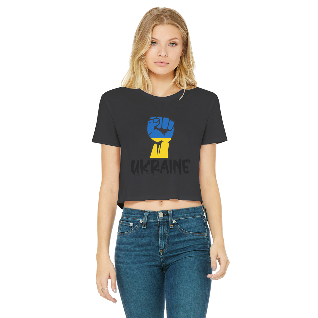 Ukraine Fist Classic Women's Cropped Raw Edge T-Shirt - Lynendo Trade Store