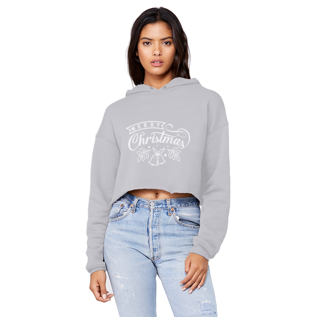 MERRY CHRISTMAS Cropped Raw Edge Boyfriend Hoodie - Lynendo Trade Store