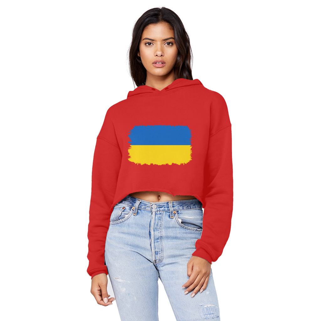 UKRAINE FLAG Cropped Raw Edge Boyfriend Hoodie - Lynendo Trade Store