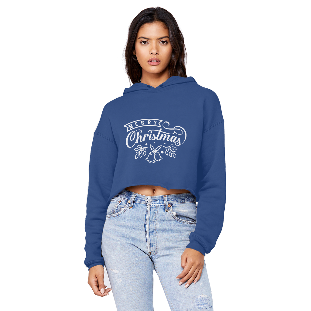MERRY CHRISTMAS Cropped Raw Edge Boyfriend Hoodie - Lynendo Trade Store