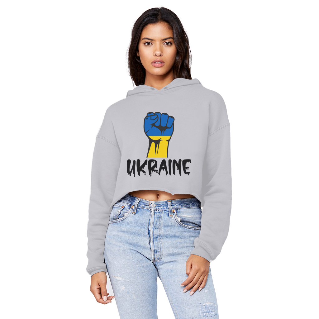 Ukraine Fist Cropped Raw Edge Boyfriend Hoodie - Lynendo Trade Store
