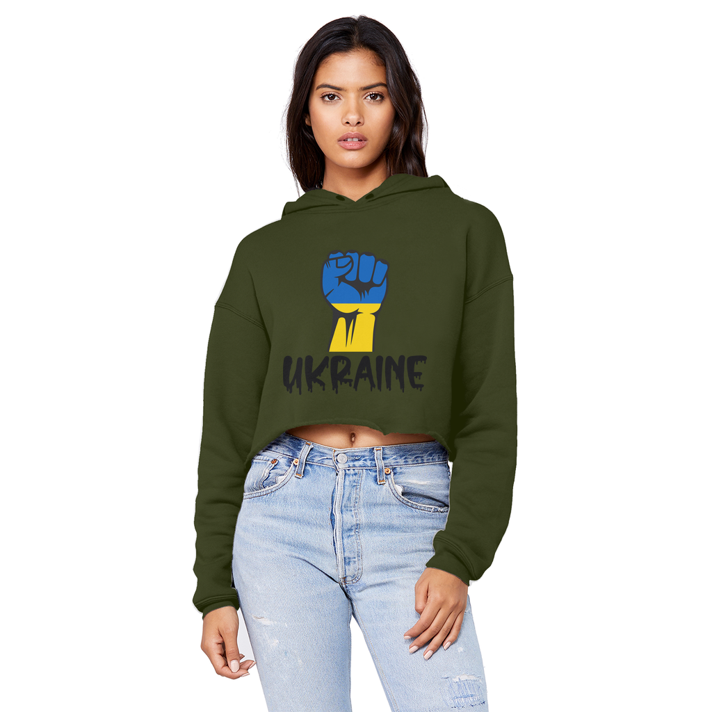 Ukraine Fist Cropped Raw Edge Boyfriend Hoodie - Lynendo Trade Store