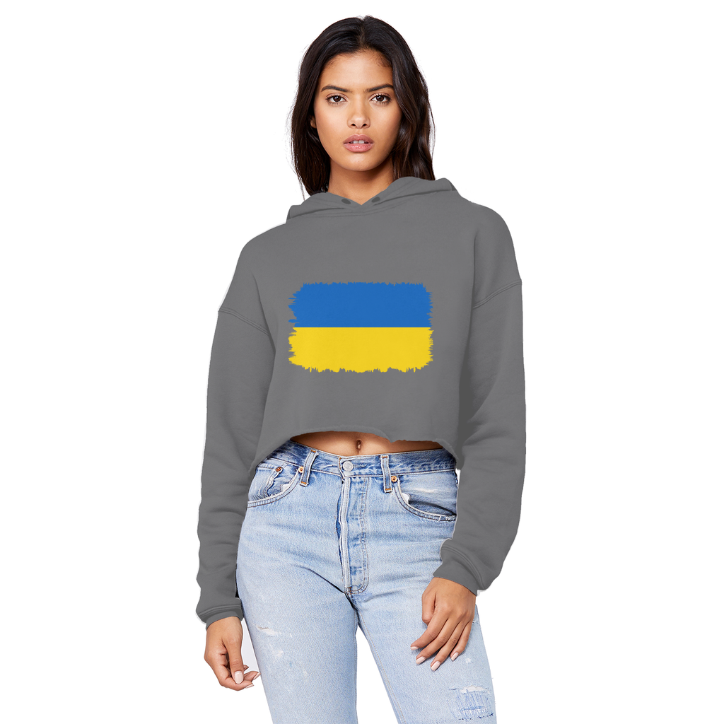UKRAINE FLAG Cropped Raw Edge Boyfriend Hoodie - Lynendo Trade Store