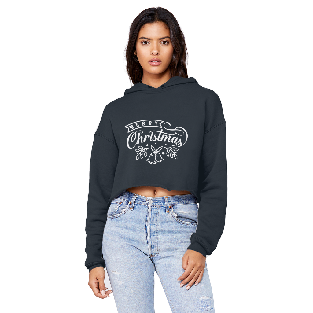 MERRY CHRISTMAS Cropped Raw Edge Boyfriend Hoodie - Lynendo Trade Store