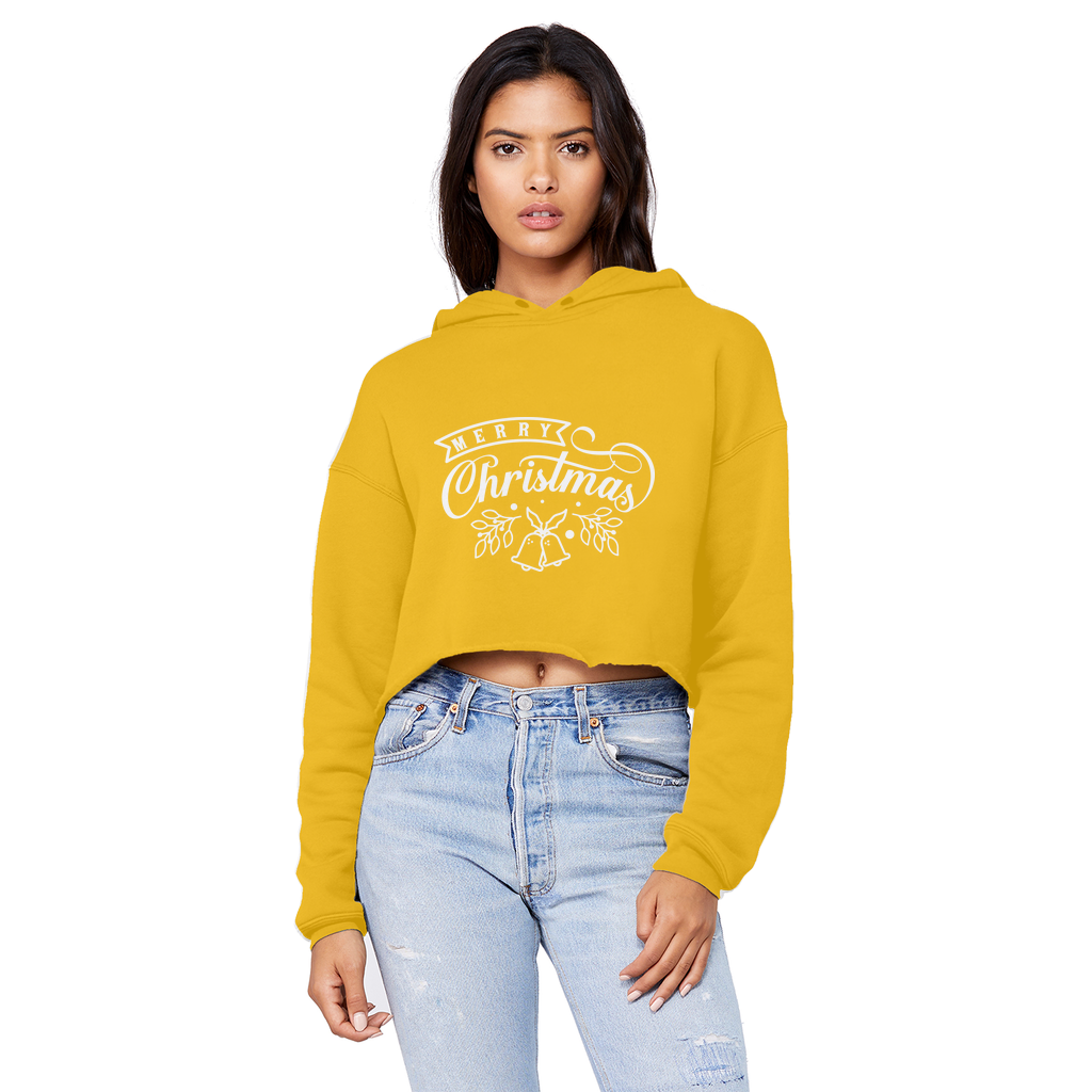 MERRY CHRISTMAS Cropped Raw Edge Boyfriend Hoodie - Lynendo Trade Store