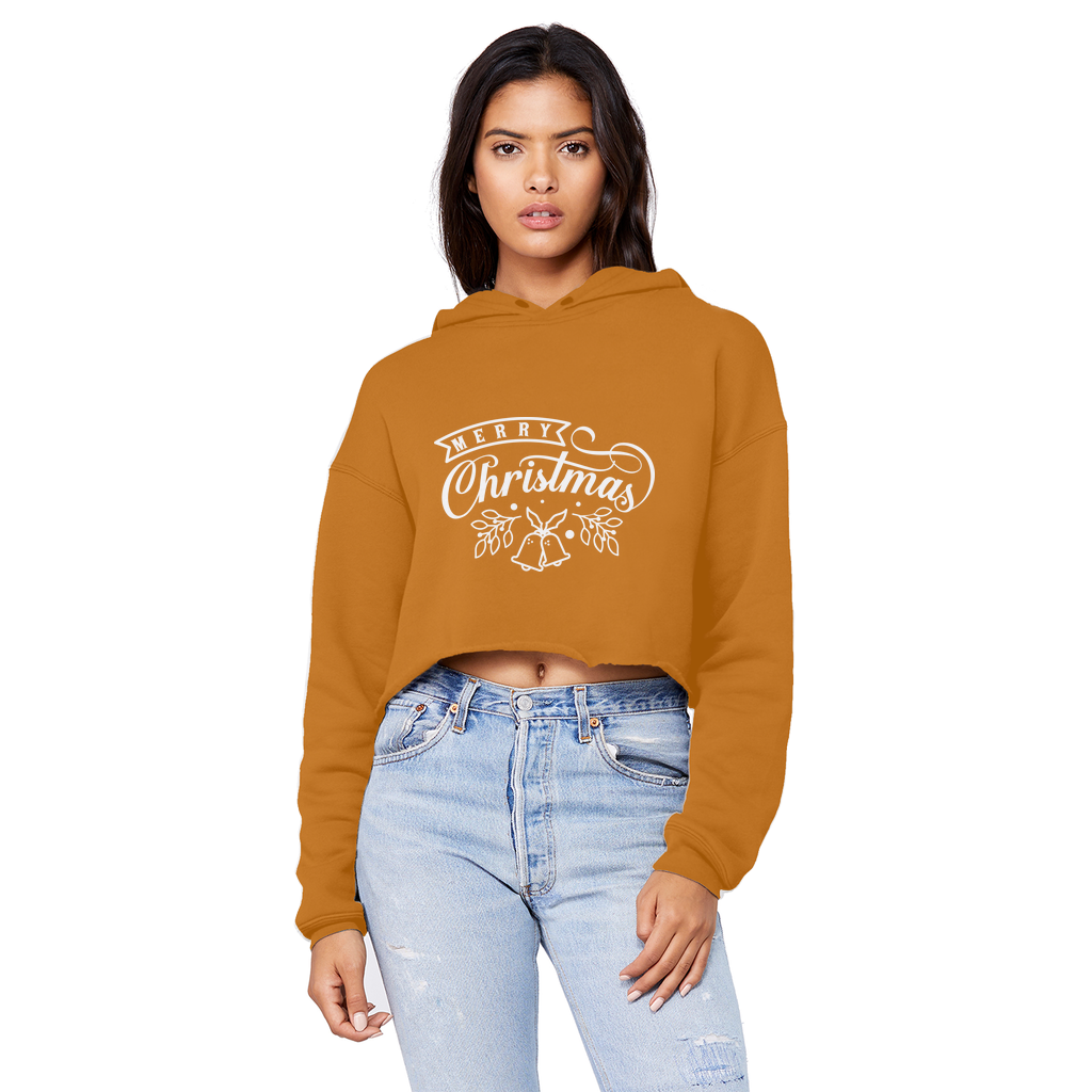 MERRY CHRISTMAS Cropped Raw Edge Boyfriend Hoodie - Lynendo Trade Store