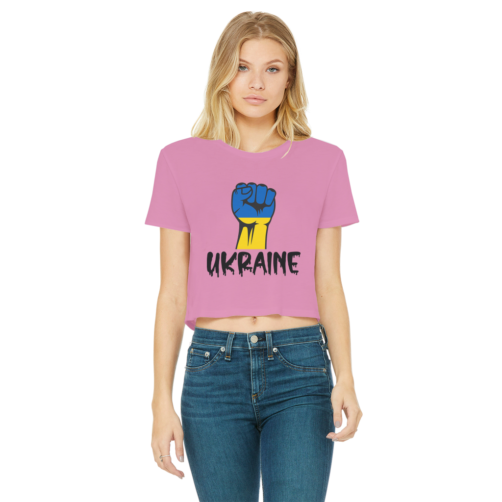 Ukraine Fist Classic Women's Cropped Raw Edge T-Shirt - Lynendo Trade Store