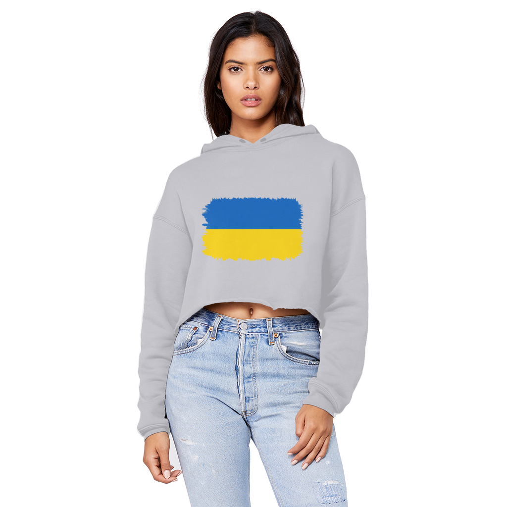 UKRAINE FLAG Cropped Raw Edge Boyfriend Hoodie - Lynendo Trade Store