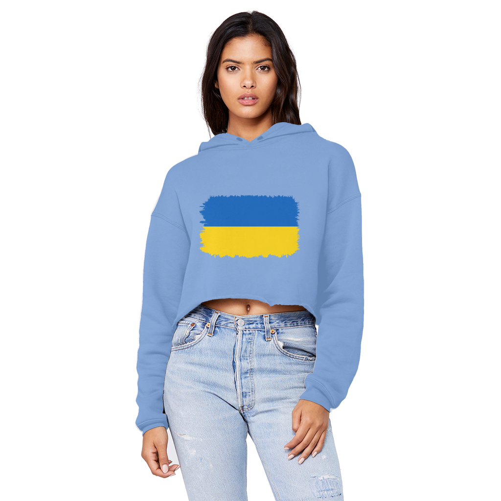 UKRAINE FLAG Cropped Raw Edge Boyfriend Hoodie - Lynendo Trade Store