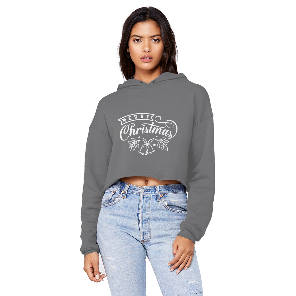 MERRY CHRISTMAS Cropped Raw Edge Boyfriend Hoodie - Lynendo Trade Store