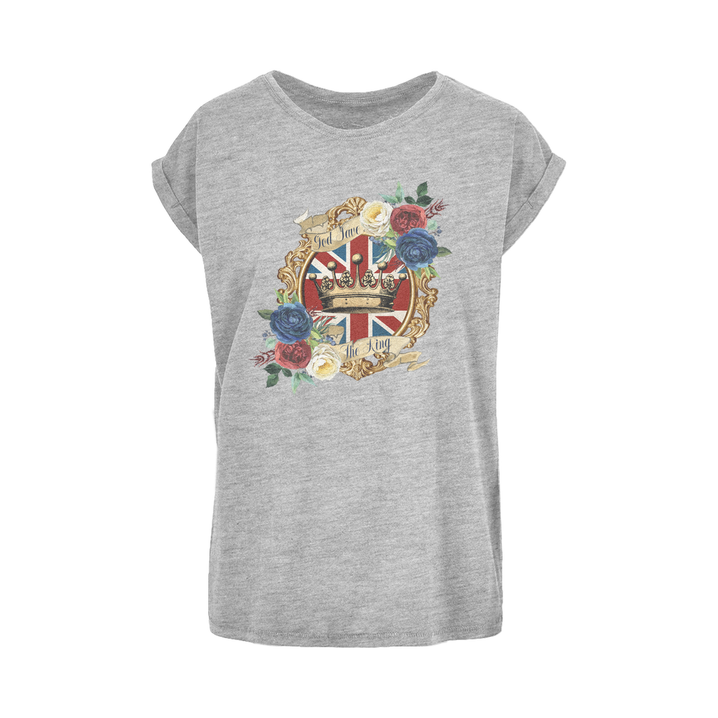 GOD SAVE THE KING Women's Extended Shoulder T-Shirt XS-5XL - Lynendo Trade Store
