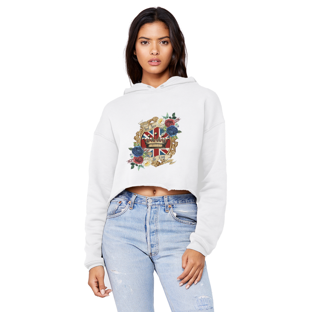 GOD SAVE THE KING Cropped Raw Edge Boyfriend Hoodie - Lynendo Trade Store