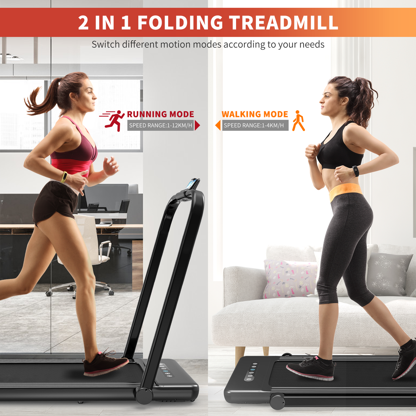 Foldable Treadmill for Home, 2 in 1 Treadmill with LED Screen - Lynendo Trade Store