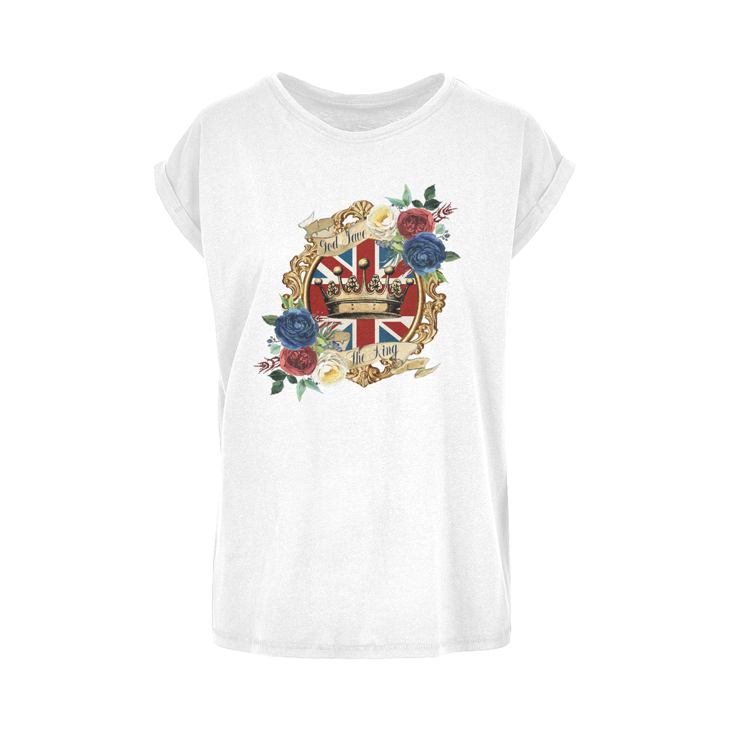 GOD SAVE THE KING Women's Extended Shoulder T-Shirt XS-5XL - Lynendo Trade Store