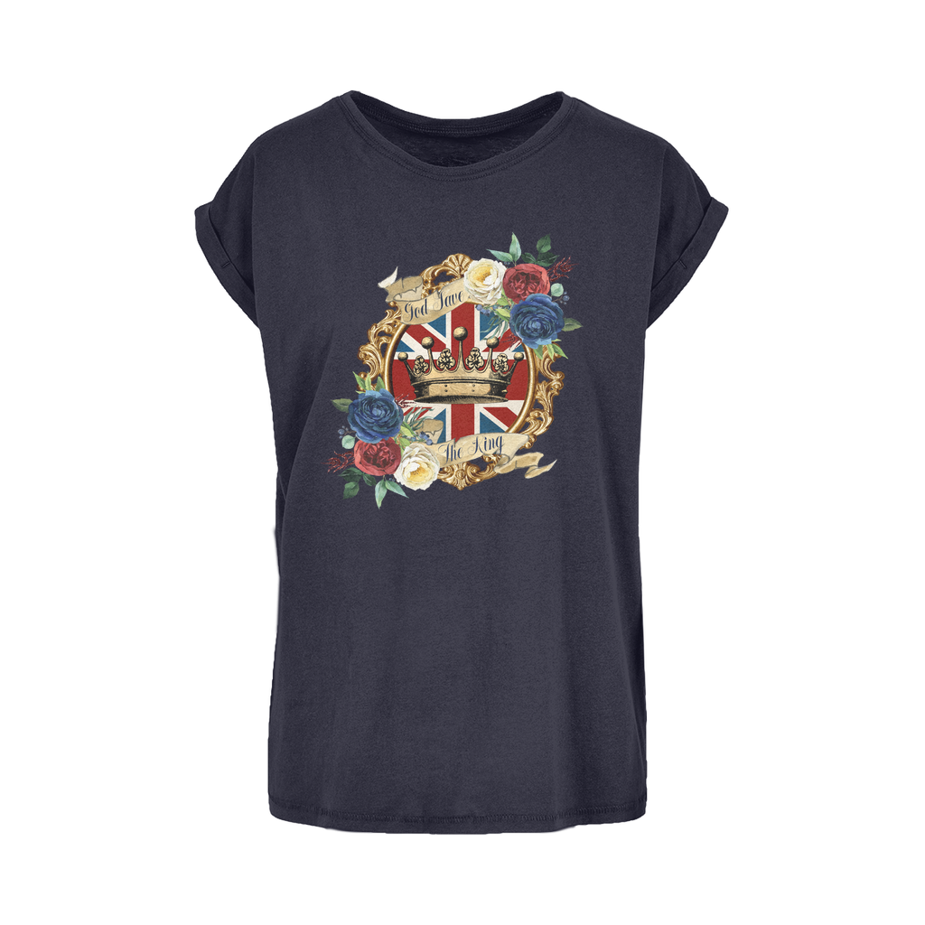 GOD SAVE THE KING Women's Extended Shoulder T-Shirt XS-5XL - Lynendo Trade Store