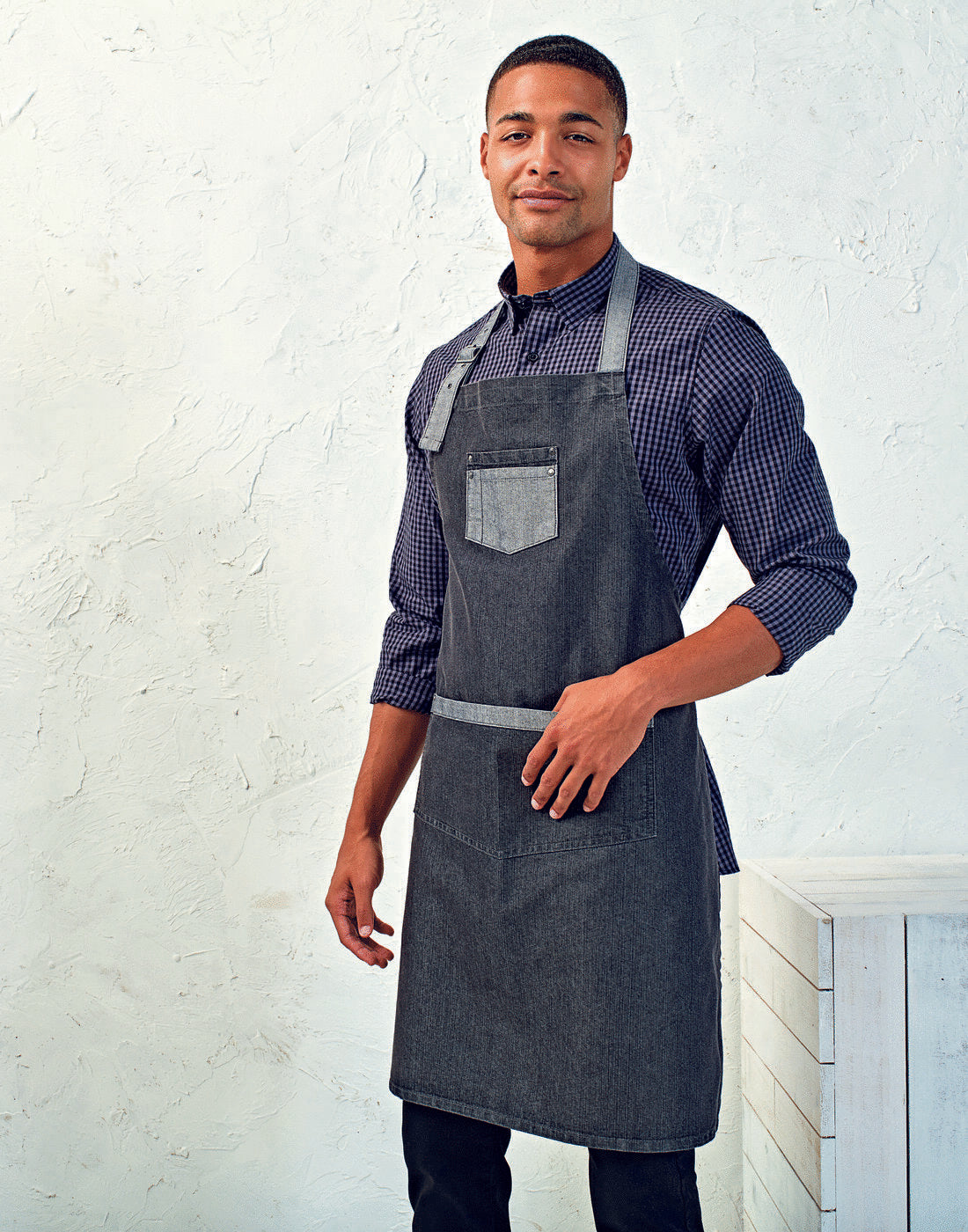 PREMIER WORKWEAR  Domain Contrast Denim Bib Apron - Lynendo Trade Store