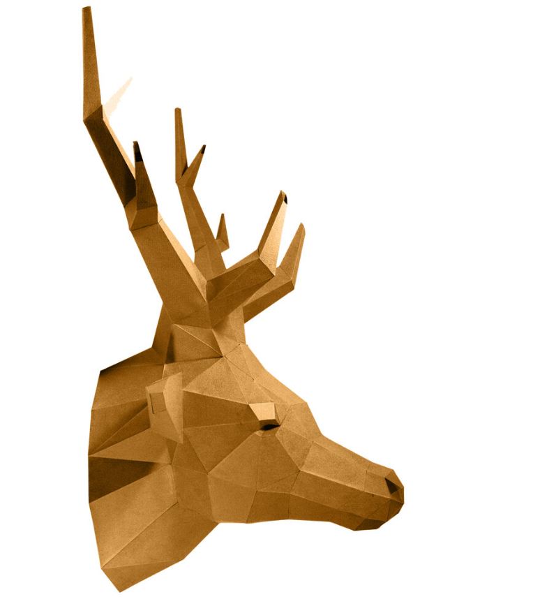 Papercraft World Deer head wall hanging Gold - Lynendo Trade Store