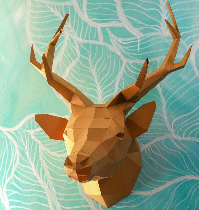 Papercraft World Deer head wall hanging Gold - Lynendo Trade Store