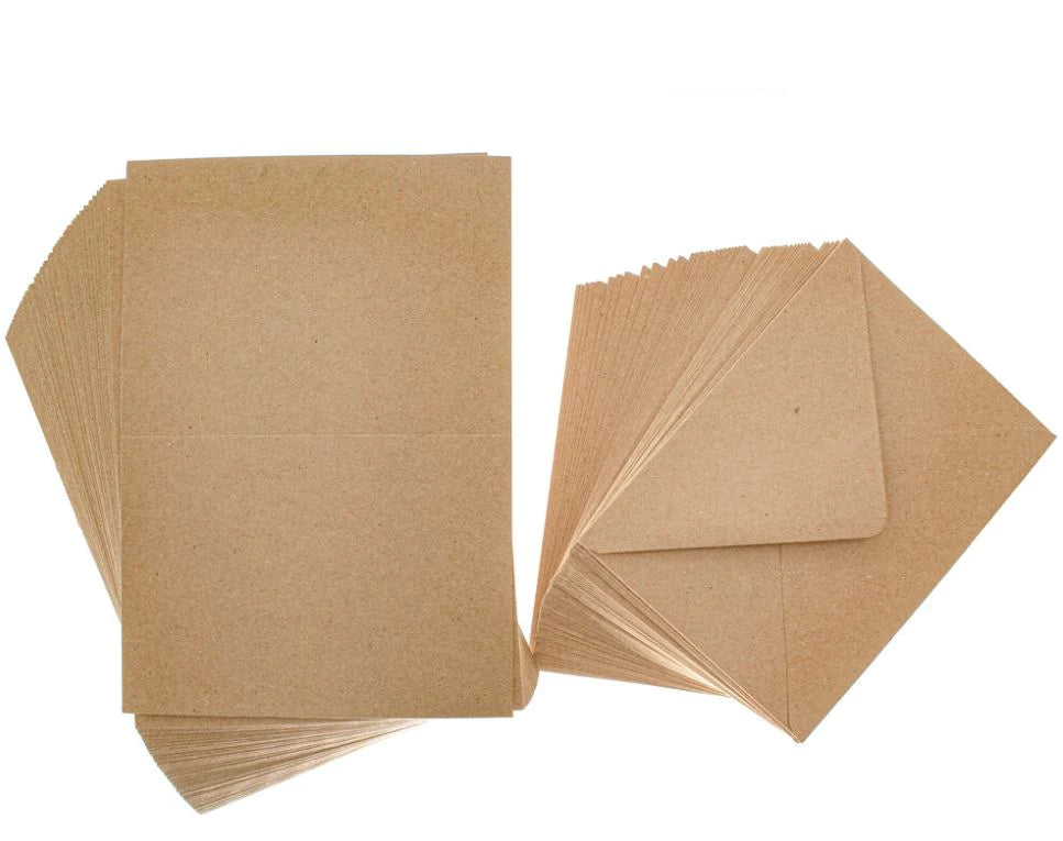 Singlefold Cards (50 PACK) 5 x 7 Brown Kraft - Lynendo Trade Store