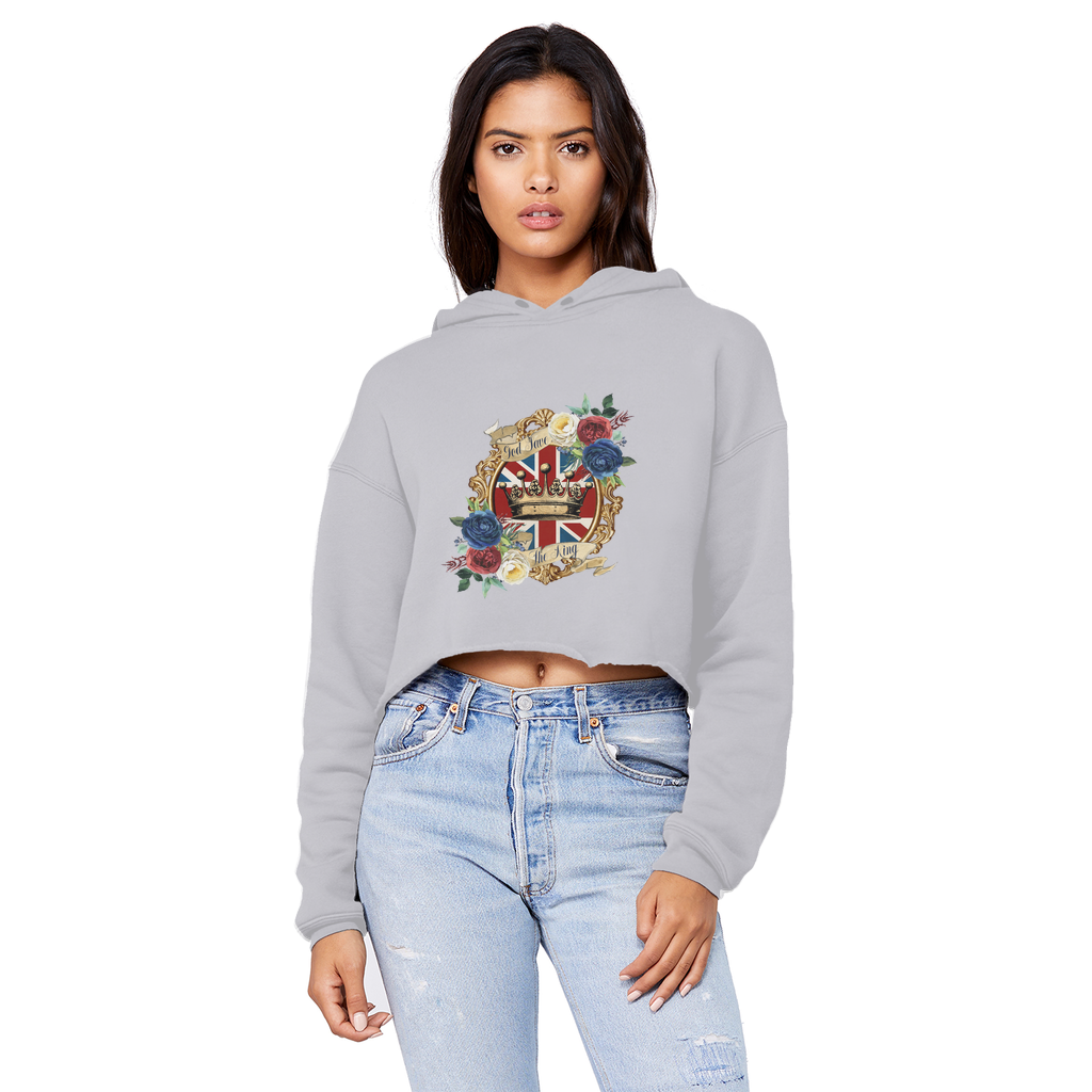 GOD SAVE THE KING Cropped Raw Edge Boyfriend Hoodie - Lynendo Trade Store