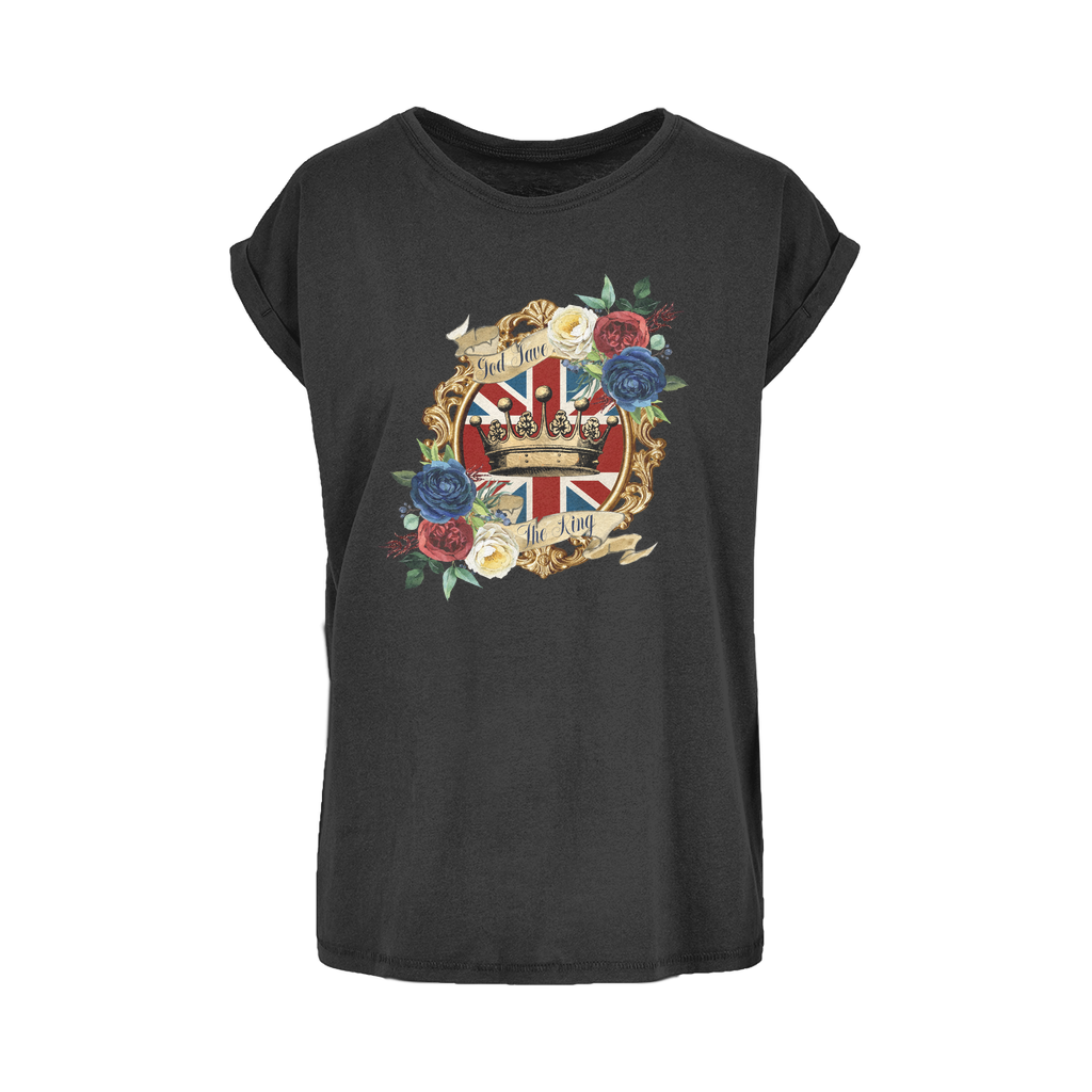 GOD SAVE THE KING Women's Extended Shoulder T-Shirt XS-5XL - Lynendo Trade Store