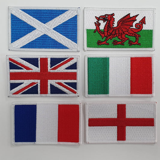 Six Nations Rugby Patches-8cmx5cm-Wales-England-Scotland-Ireland-Italy-France Embroidered Patches