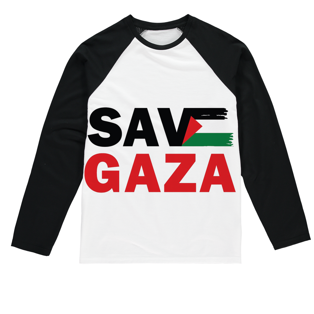Save Gaza Sublimation Baseball Long Sleeve T-Shirt - Lynendo Trade Store