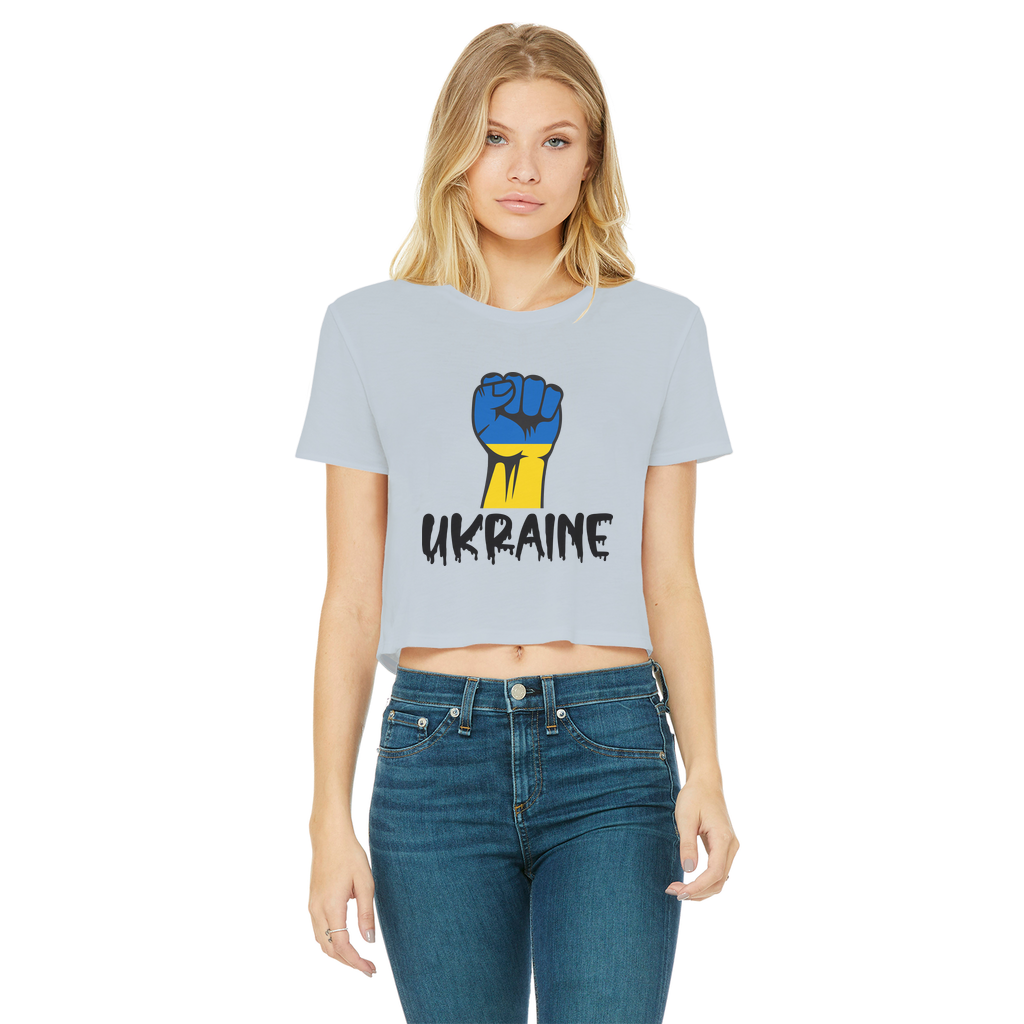 Ukraine Fist Classic Women's Cropped Raw Edge T-Shirt - Lynendo Trade Store