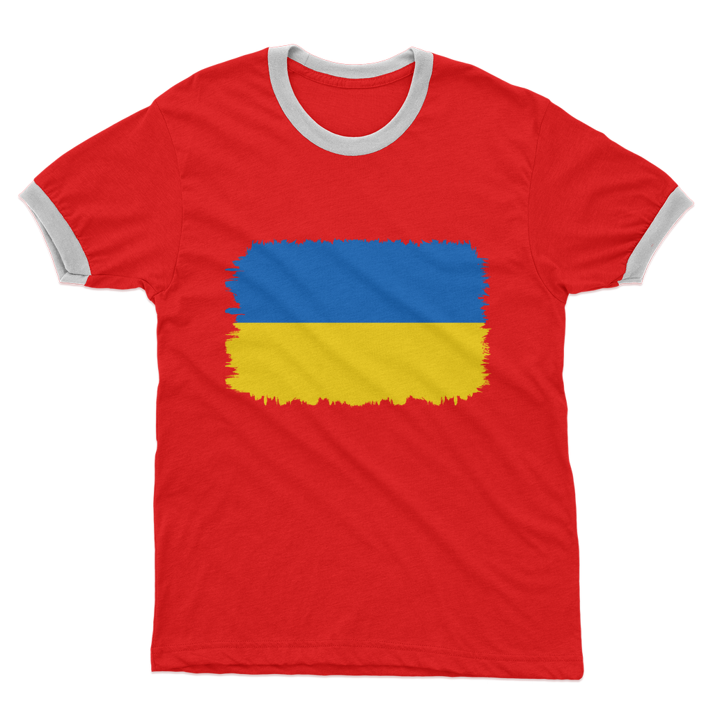 UKRAINE FLAG Adult Ringer T-Shirt - Lynendo Trade Store