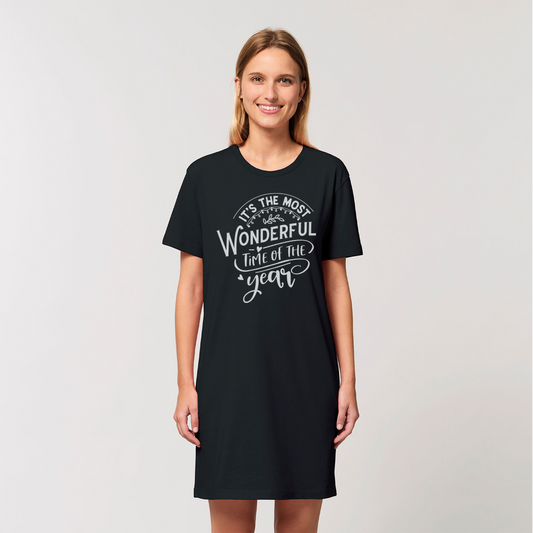 THE MOST WONDERFUL TIME Organic T-Shirt Dress - Lynendo Trade Store