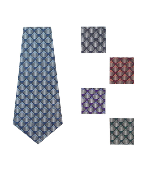 Diamond Oval Tie | Silver Mosaic Tie - Fashion Ties