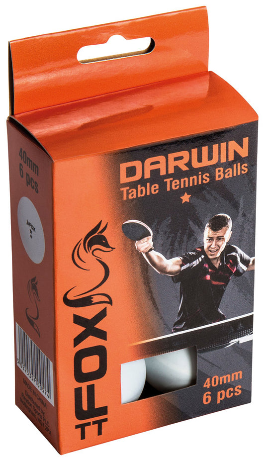 Fox TT Darwin 1 Star Table Tennis Balls (Pack of 6) - Lynendo Trade Store