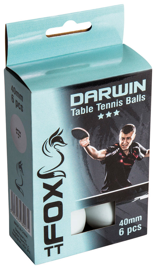 Fox TT Darwin 3 Star Table Tennis Balls (Pack of 6) - Lynendo Trade Store
